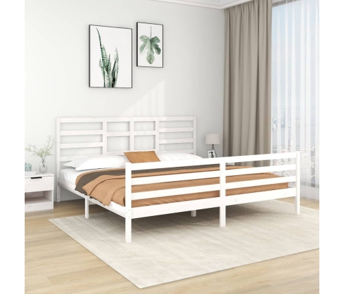 Estructura de cama sin colchón madera maciza blanco 200x200 cm