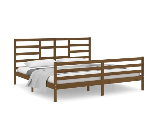 Estructura cama sin colchón madera maciza marrón miel 200x200cm