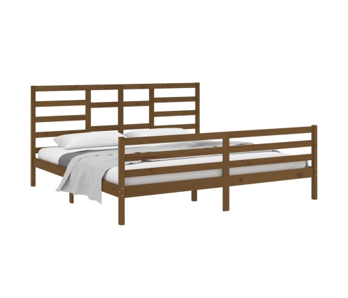 Estructura cama sin colchón madera maciza marrón miel 200x200cm