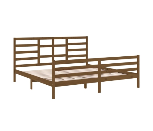 Estructura cama sin colchón madera maciza marrón miel 200x200cm