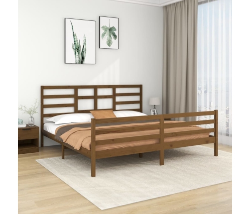 Estructura cama sin colchón madera maciza marrón miel 200x200cm