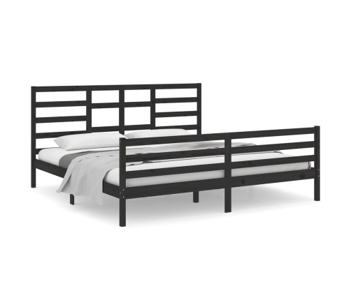 Estructura de cama sin colchón madera maciza negro 200x200 cm