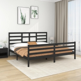 Estructura de cama sin colchón madera maciza negro 200x200 cm