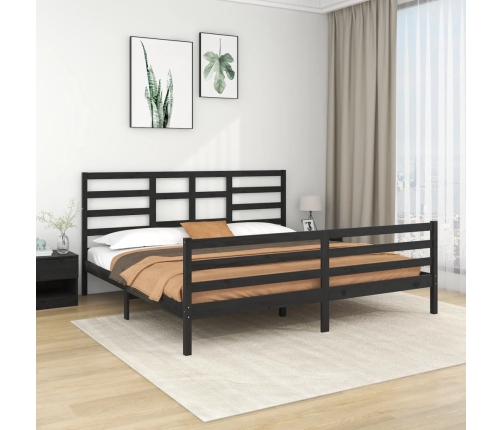 Estructura de cama sin colchón madera maciza negro 200x200 cm