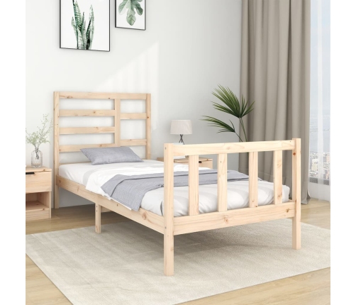 Estructura de cama madera maciza 75x190 cm