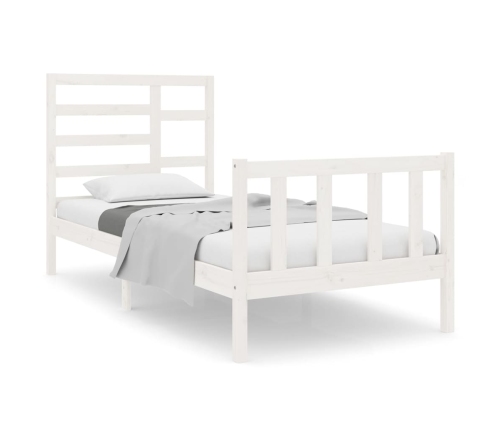 Estructura de cama sin colchón madera maciza blanco 75x190 cm