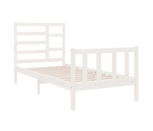 Estructura de cama sin colchón madera maciza blanco 75x190 cm