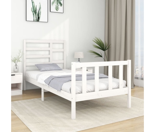 Estructura de cama sin colchón madera maciza blanco 75x190 cm