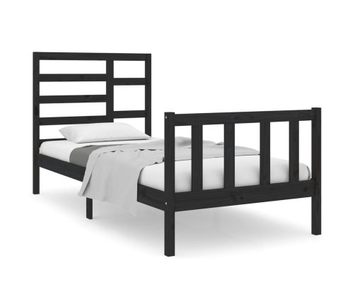 Estructura de cama sin colchón madera maciza negro 75x190 cm