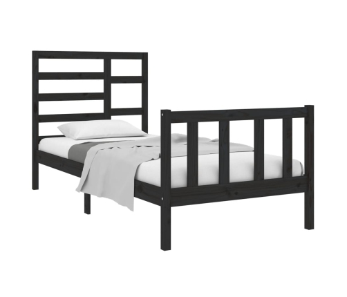 Estructura de cama sin colchón madera maciza negro 75x190 cm