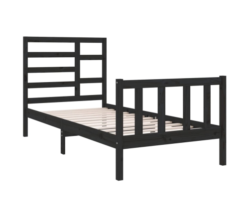 Estructura de cama sin colchón madera maciza negro 75x190 cm