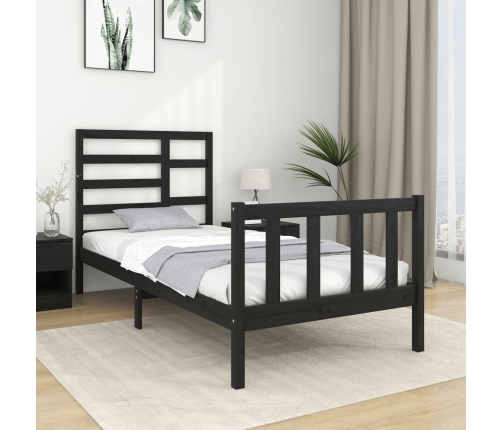 Estructura de cama sin colchón madera maciza negro 75x190 cm