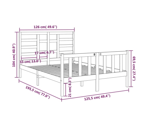 Estructura de cama sin colchón madera maciza blanco 120x190 cm