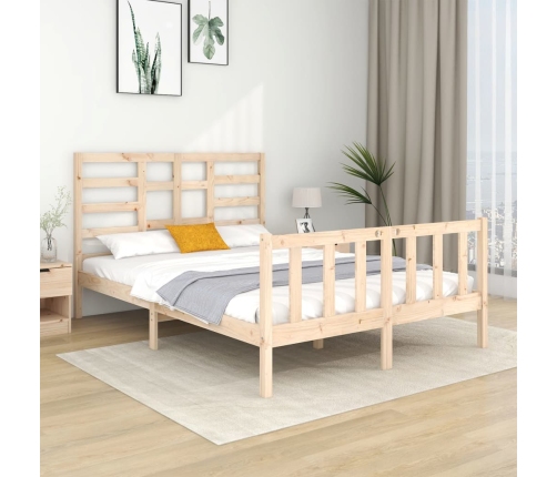 vidaXL Estructura de cama de matrimonio madera maciza 135x190 cm