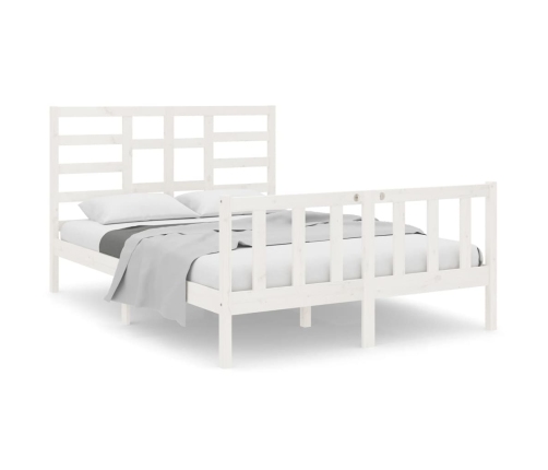 Estructura de cama de madera maciza blanca 135x190 cm