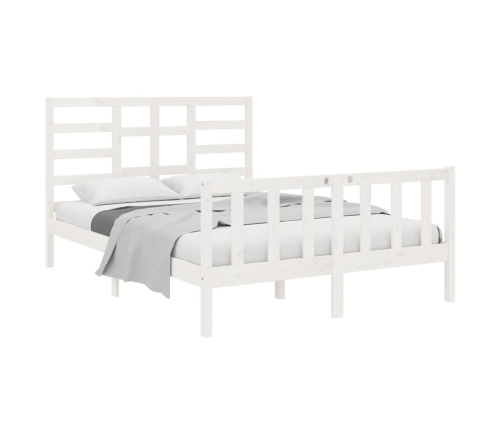 Estructura de cama de madera maciza blanca 135x190 cm