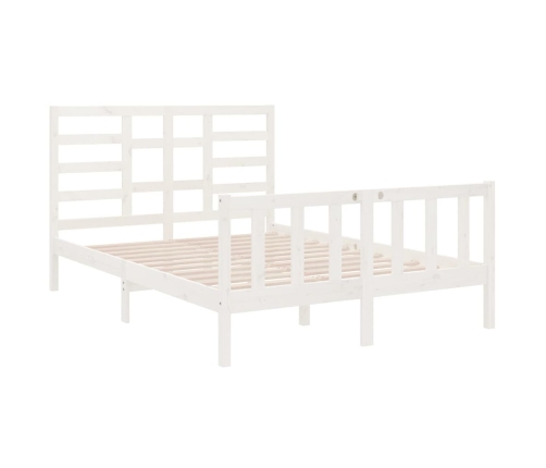 Estructura de cama de madera maciza blanca 135x190 cm