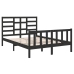 Estructura de cama doble madera maciza negra 135x190 cm