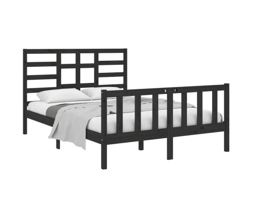 vidaXL Estructura de cama de madera maciza negra 140x190 cm