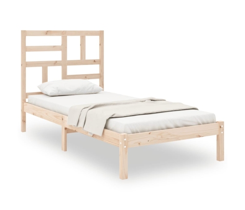 Estructura de cama madera maciza 75x190 cm