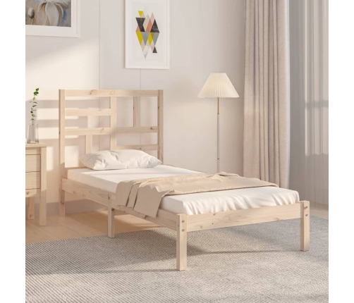 Estructura de cama madera maciza 75x190 cm