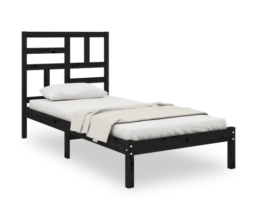 Estructura de cama sin colchón madera maciza negro 75x190 cm