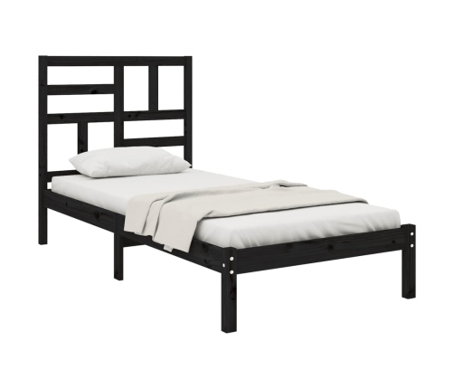 Estructura de cama sin colchón madera maciza negro 75x190 cm