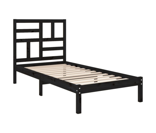 Estructura de cama sin colchón madera maciza negro 75x190 cm