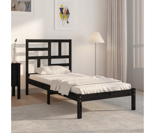 Estructura de cama sin colchón madera maciza negro 75x190 cm