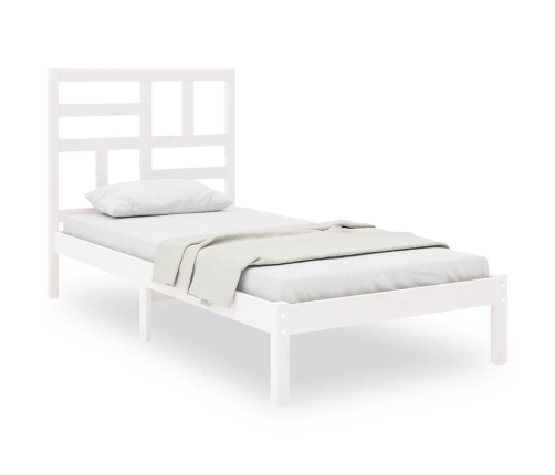 Estructura de cama individual madera maciza blanco 90x190 cm