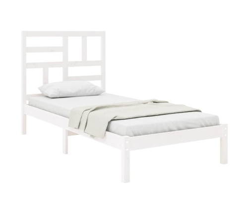 Estructura de cama individual madera maciza blanco 90x190 cm