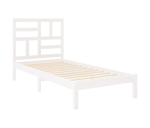 Estructura de cama individual madera maciza blanco 90x190 cm