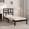 Estructura de cama individual madera maciza negra 90x190 cm