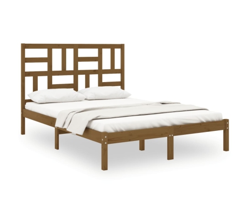 vidaXL Estructura de cama doble madera maciza marrón miel 120x190 cm