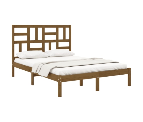 vidaXL Estructura de cama doble madera maciza marrón miel 120x190 cm