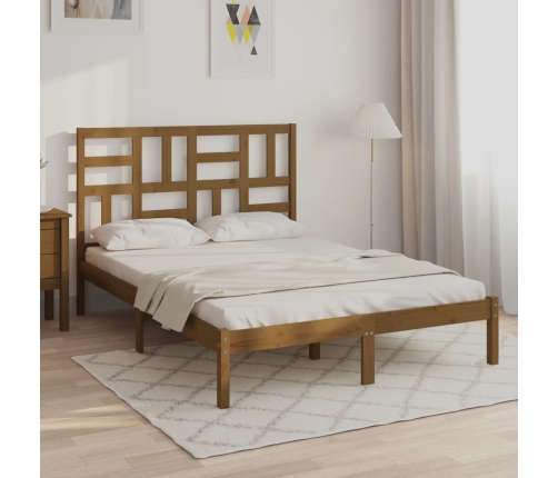 vidaXL Estructura de cama doble madera maciza marrón miel 120x190 cm