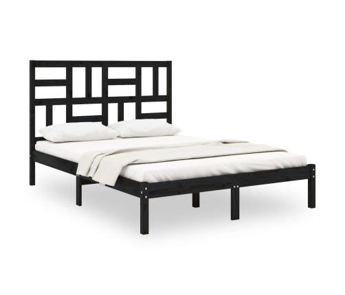 Estructura de cama sin colchón madera maciza negro 120x190 cm