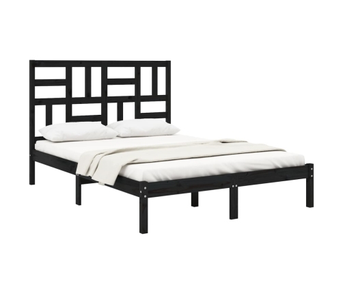 Estructura de cama sin colchón madera maciza negro 120x190 cm