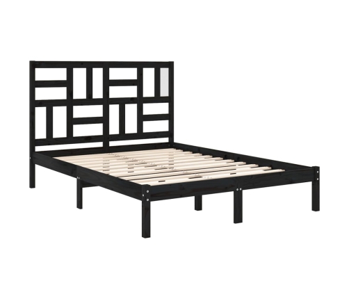 Estructura de cama sin colchón madera maciza negro 120x190 cm