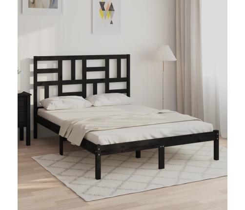 Estructura de cama sin colchón madera maciza negro 120x190 cm