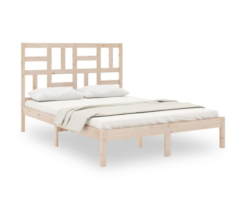 Estructura de cama de matrimonio madera maciza 135x190 cm