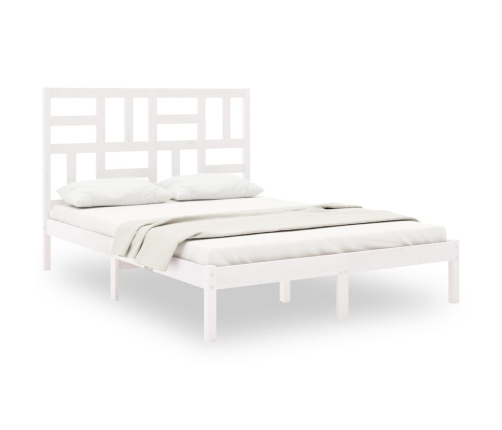 Estructura de cama de madera maciza blanca 135x190 cm