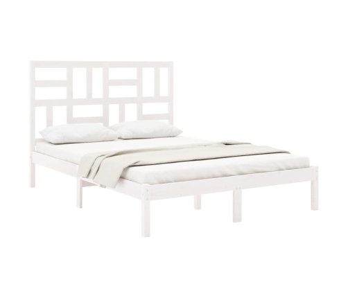 Estructura de cama de madera maciza blanca 135x190 cm