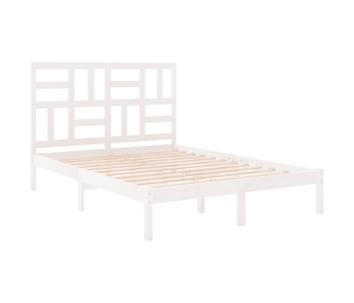 Estructura de cama de madera maciza blanca 135x190 cm