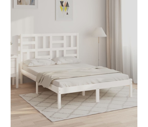 Estructura de cama de madera maciza blanca 135x190 cm