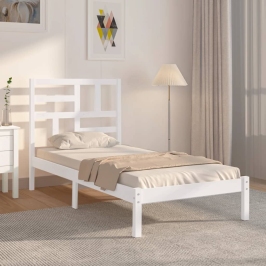 Estructura de cama sin colchón madera maciza blanco 90x200 cm
