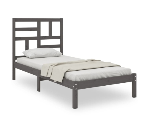 vidaXL Estructura de cama madera maciza de pino gris 90x200 cm