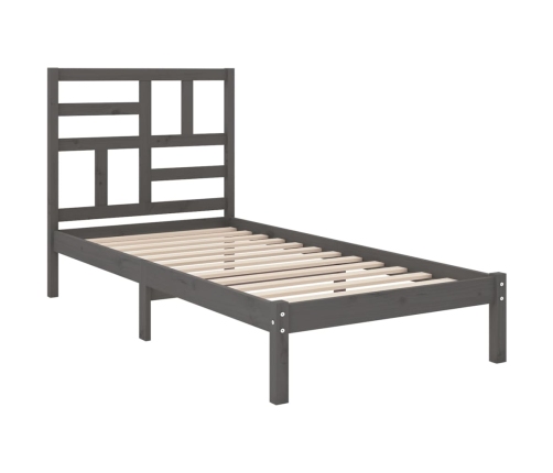 vidaXL Estructura de cama madera maciza de pino gris 90x200 cm