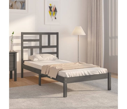 vidaXL Estructura de cama madera maciza de pino gris 90x200 cm