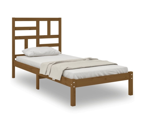 Estructura cama sin colchón madera maciza marrón miel 100x200cm